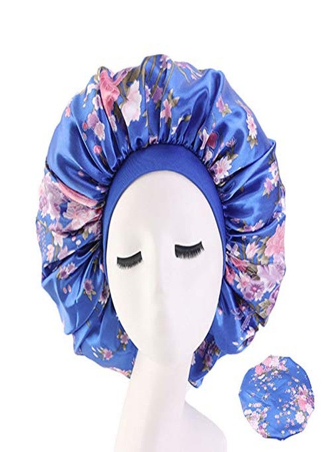 ubrand Deepth 3 Pieces Extra Large Printed Sleep Cap Jumbo Cap Large Satin Bonnet with Comfort Elastic Band - Image 2