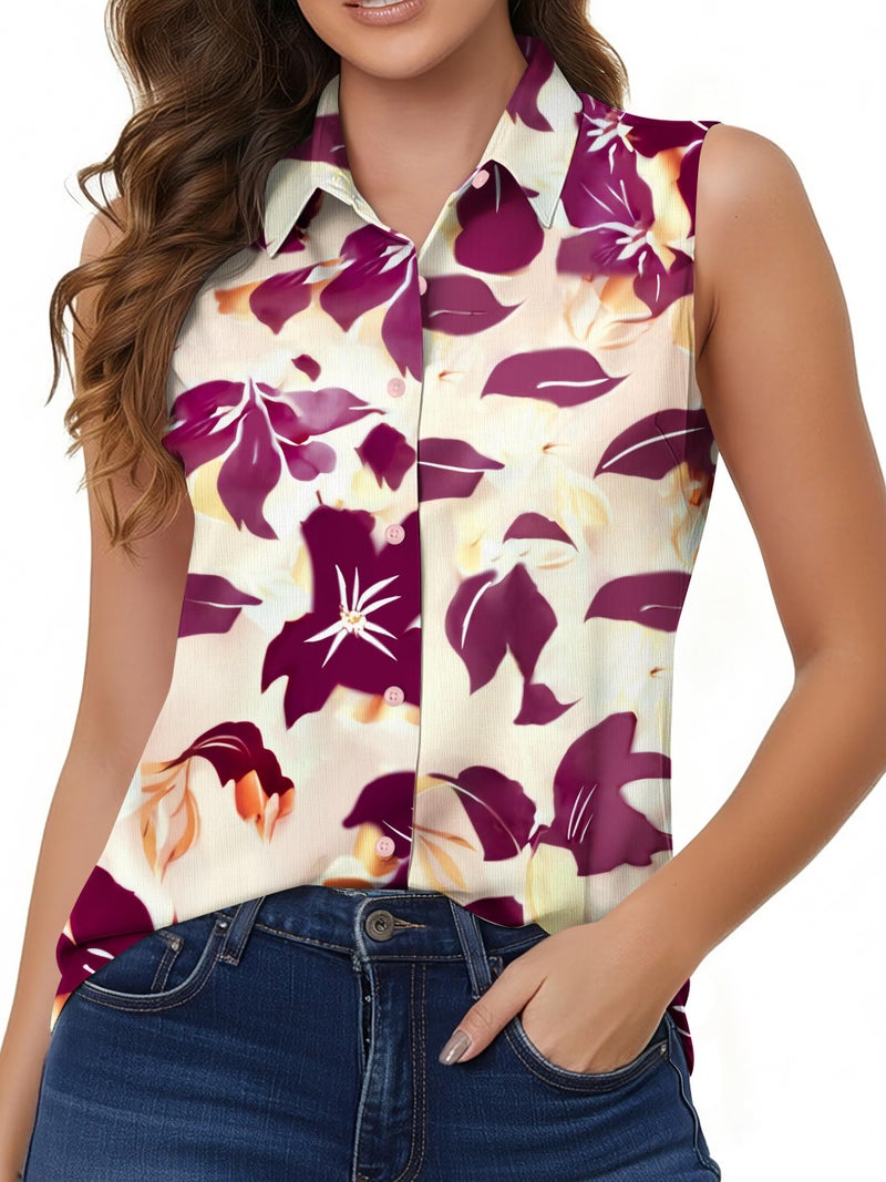 TOLOVIC Wrinkle Free Womens Sleeveless Button Down Shirts for Women Stretch Business Office Formal Work Blouses Tops - Image 1