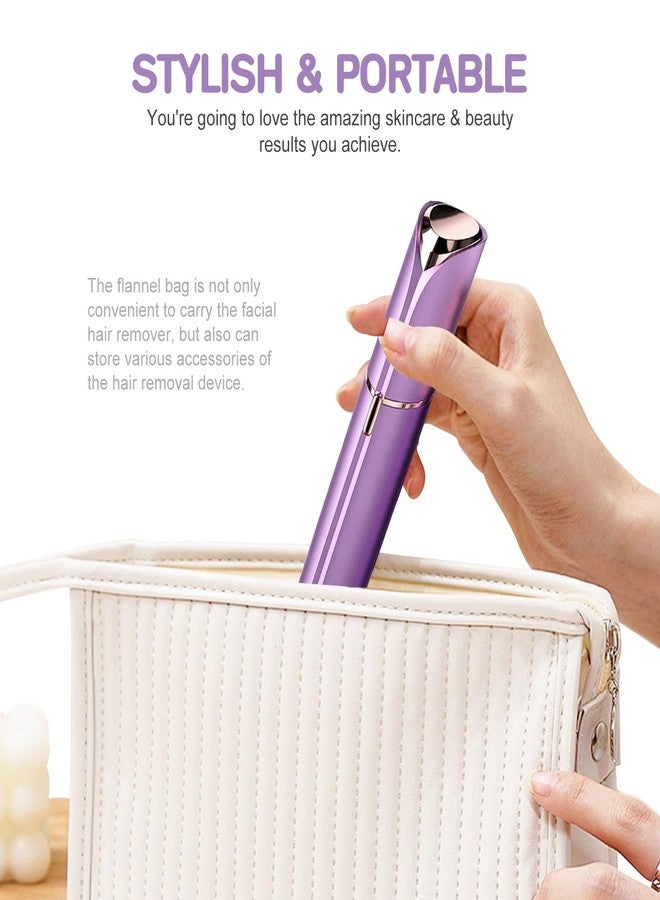 tuokiy Women Facial Hair Removal Device Battery Operated with 2 Replacement Heads,Ladies Face Shaver for Peach Fuzz Upper Lip,Chin, Facial Hair Removal for Women, Purple(2 PCS Heads) - Image 4