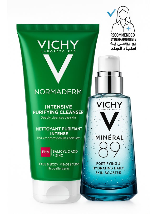 Vichy Normaderm Phytosolution Face Cleanser Gel 200ml & Vichy Mineral 89 Serum 10ml - Image 1