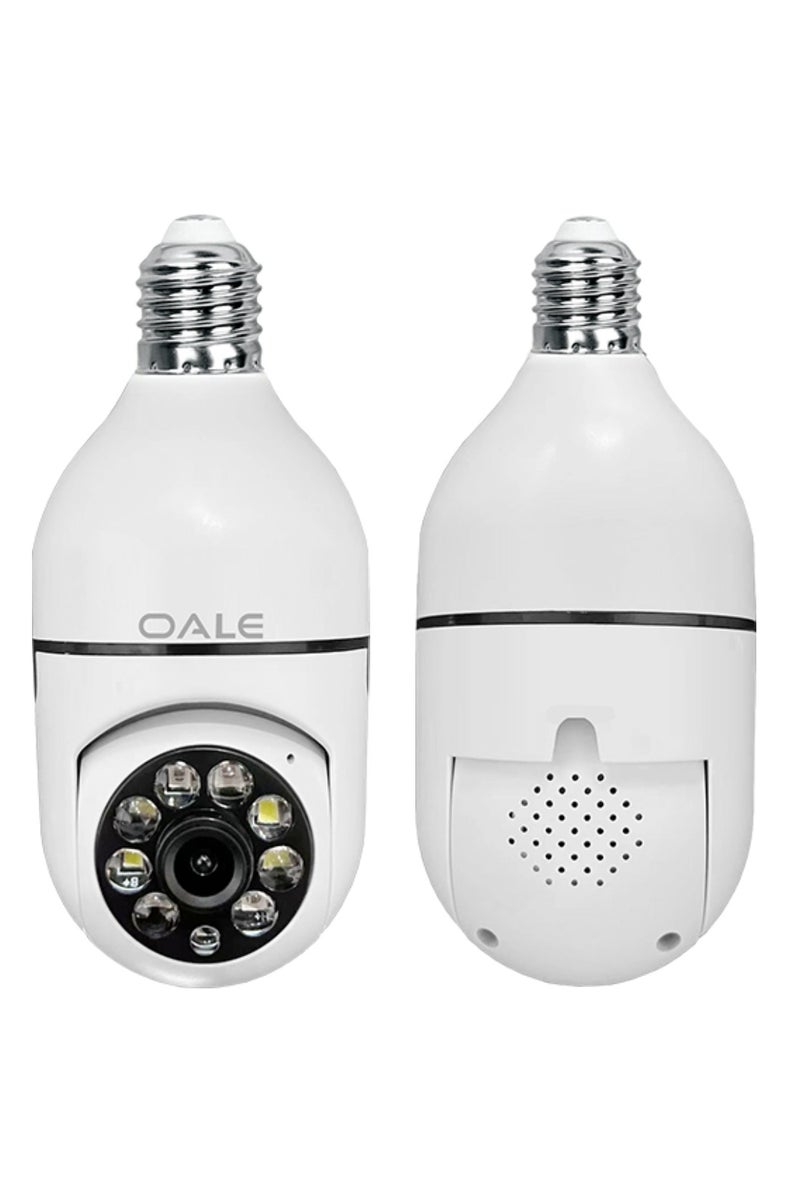 OALE 2 Pcs iHome 02 Smart Security Camera 1080*960 HD Resolution, 360° Full View Day & Night Vision, Dual-Track Audio Outdoor Security Camera For Home & Indoor WiFi IP Cameras BT/Wifi Bulb Camera With Holder E27 Base Wireless Camera  - Image 2