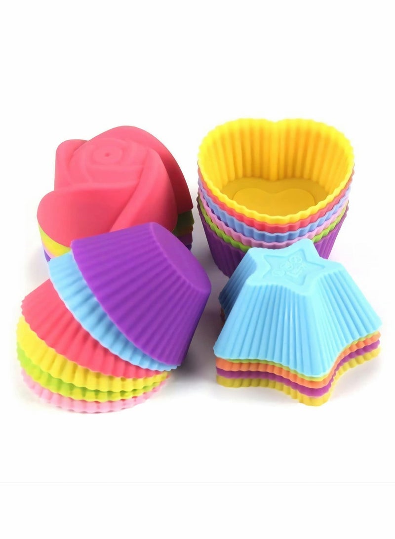 20 Pcs Reusable Nonstick Silicone Cupcake Moulds - Colorful Muffin Cases for Easy Baking & Decorating - Image 1