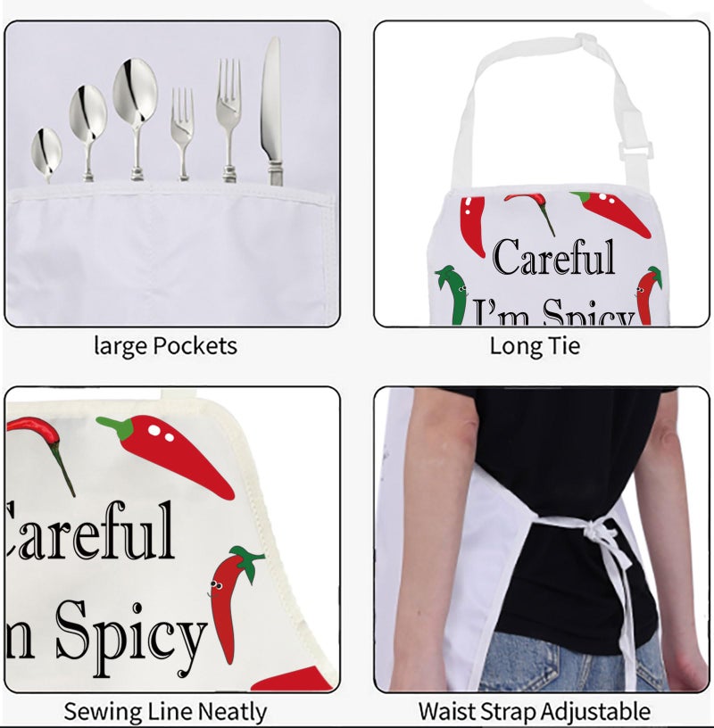 BNQL Chili Pepper Apron Hot Chilli Gifts Spicy Food Lover Gift Careful i'm Spicy Peppers Chilli Cooking Chef Apron - Image 4