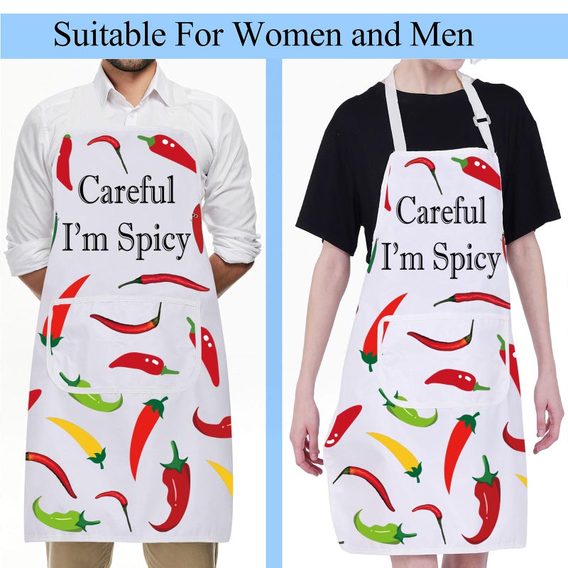 BNQL Chili Pepper Apron Hot Chilli Gifts Spicy Food Lover Gift Careful i'm Spicy Peppers Chilli Cooking Chef Apron - Image 5