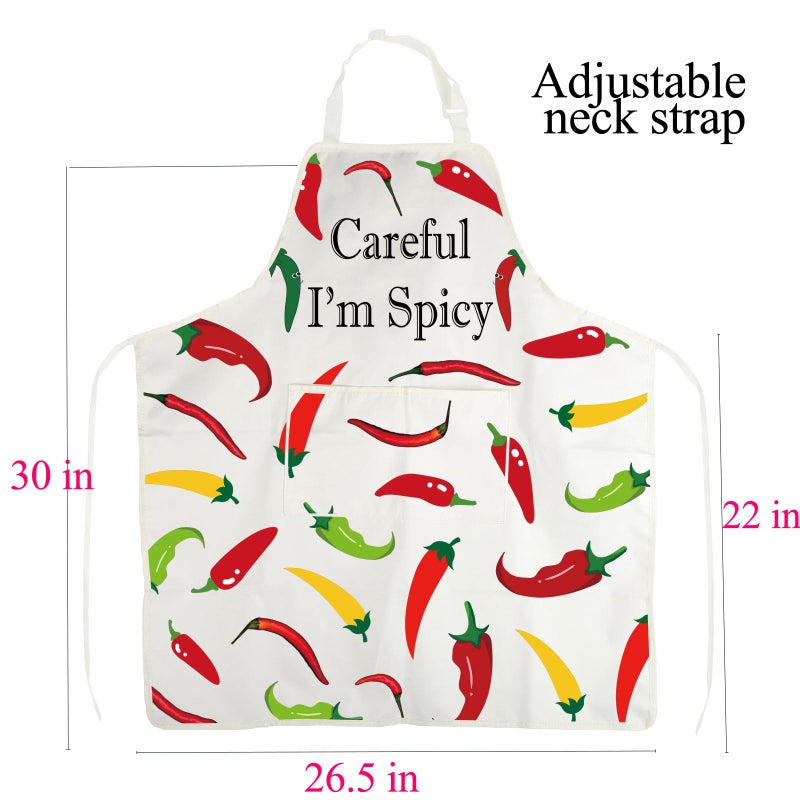 BNQL Chili Pepper Apron Hot Chilli Gifts Spicy Food Lover Gift Careful i'm Spicy Peppers Chilli Cooking Chef Apron - Image 2