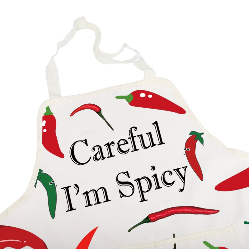 BNQL Chili Pepper Apron Hot Chilli Gifts Spicy Food Lover Gift Careful i'm Spicy Peppers Chilli Cooking Chef Apron - Image 3