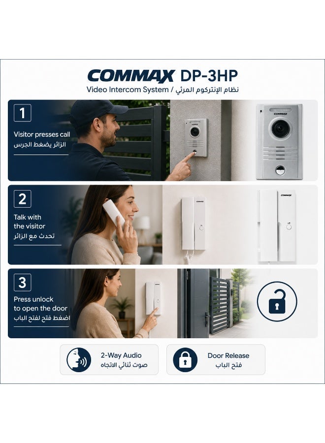 COMMAX DP-3HP Wired Audio Intercom Handset – Direct Connection to Compatible Door Camera - Image 2