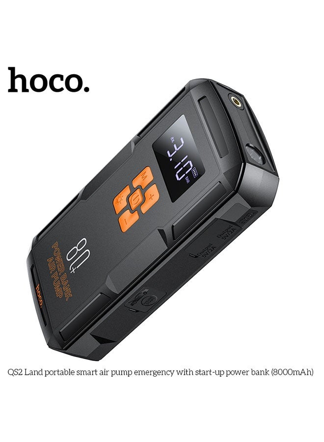 هوكو. مضخة هواء ذكية محمولة QS2 للأزمات مع بنك طاقة (8000 مللي أمبير، أسود) - Image 2