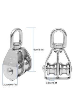 2PCS M15 Double Pulley Block, Dual Pulley Block Wheel Stainless Steel Pulley Roller, Heavy Duty Swivel Pulley Block Wire Rope Crane Hanging Wire Towing Wheel for Lifting, Cable Loading 35kg - pzsku/Z11CA3BC3D2AF468F4D76Z/45/_/1697010966/0e710b89-d4a4-4f64-906e-7a3a4d26779c