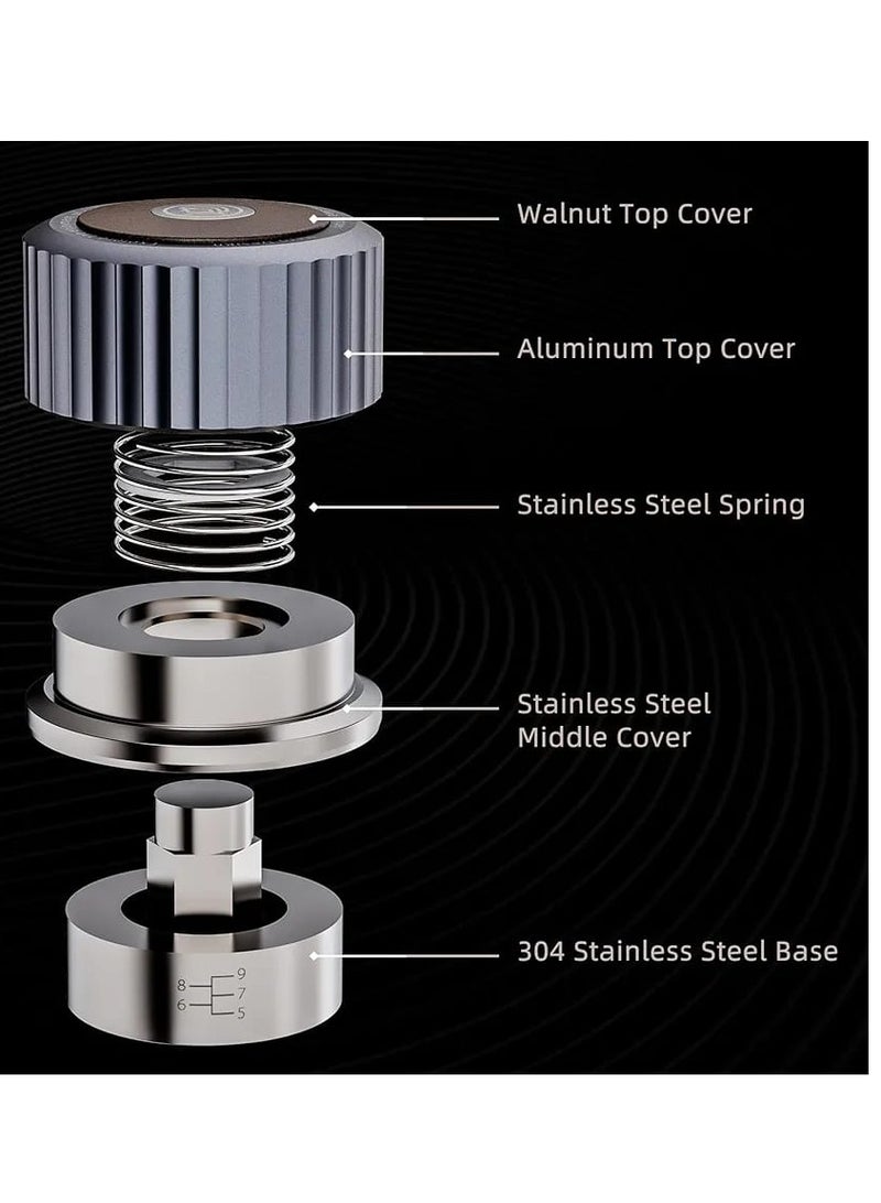 زيروهيرو مكبس قهوة ZeroHero ذاتي التوازن، مقاس 51 مم و58 مم، ملحقات إسبريسو، مكبس قهوة مزود بنابض، مكبس يدوي من الفولاذ المقاوم للصدأ. أداة مثالية للباريستا. - Image 4