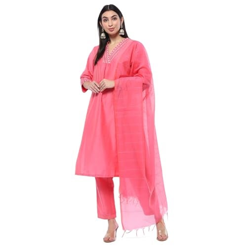 Biba Light Pink Polyester Blend Straight Suit Set - Image 1