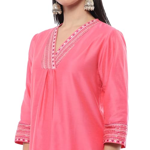 Biba Light Pink Polyester Blend Straight Suit Set - Image 2