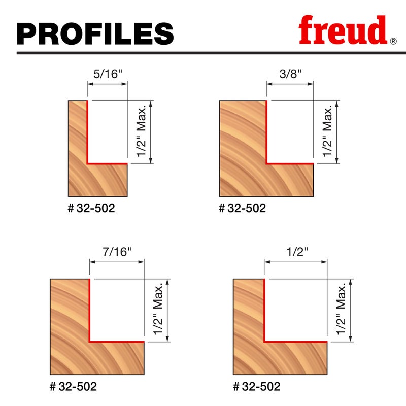 Freud 32-502 Multi-Rabbet Router Bit Set with 4 Bearings - 1/4" Shank - Image 2