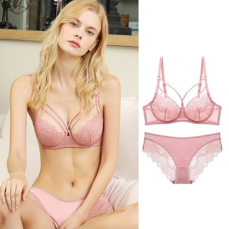 Transparent Lace Plus-Size Bra Set, Ultra-Thin, Beautiful Breasts and Back, Thin Straps, Large Bust Women''s Lingerie, Bra That Makes Big Breasts Appear Smaller - Image 2
