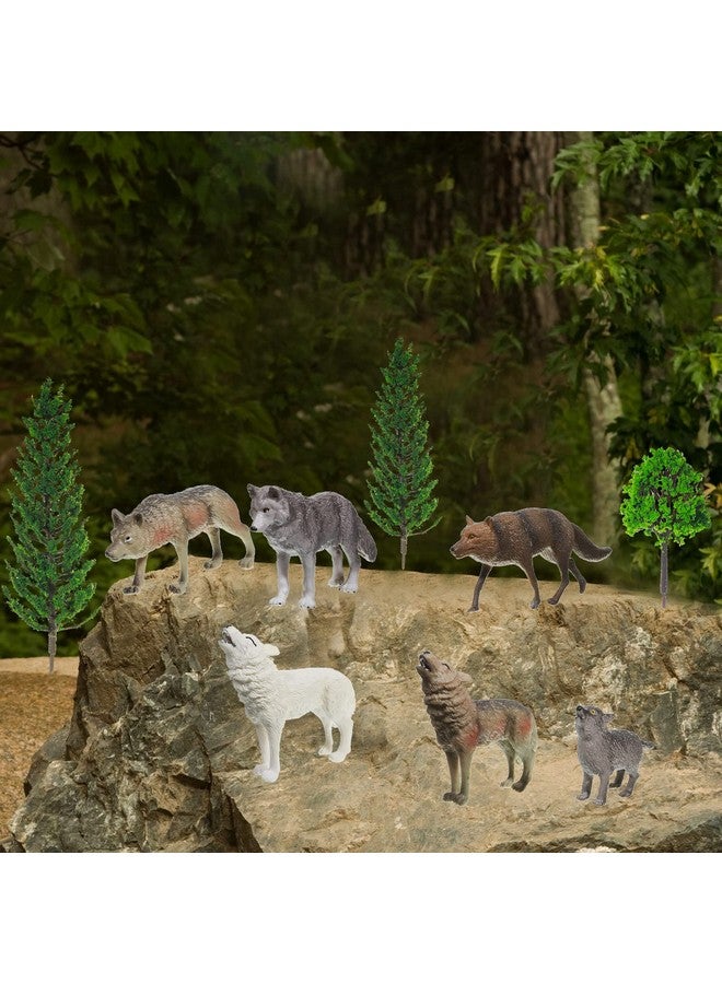 Sratte مجموعة تماثيل الذئب الغابي 26 قطعة مع أشجار نموذجية مجموعة ألعاب زينة كعكة لمشاريع الديوراما للأطفال هدايا عيد الميلاد الزينة - Image 5