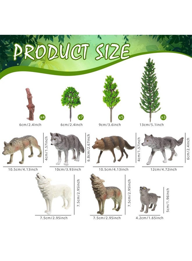 Sratte مجموعة تماثيل الذئب الغابي 26 قطعة مع أشجار نموذجية مجموعة ألعاب زينة كعكة لمشاريع الديوراما للأطفال هدايا عيد الميلاد الزينة - Image 2