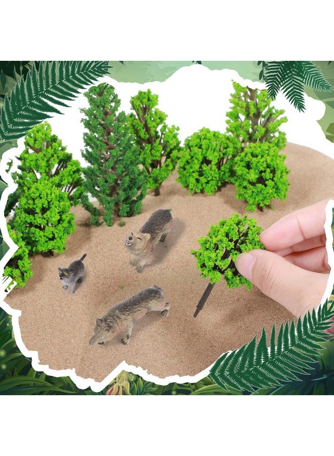 Sratte مجموعة تماثيل الذئب الغابي 26 قطعة مع أشجار نموذجية مجموعة ألعاب زينة كعكة لمشاريع الديوراما للأطفال هدايا عيد الميلاد الزينة - Image 3
