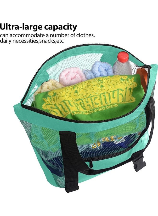 NIBEMINENT Mesh Beach Picnic Tote With Insulated Cooler Bag - Image 3