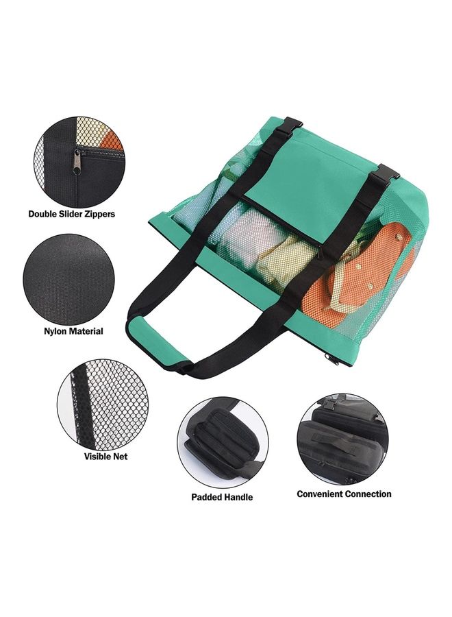 NIBEMINENT Mesh Beach Picnic Tote With Insulated Cooler Bag - Image 5