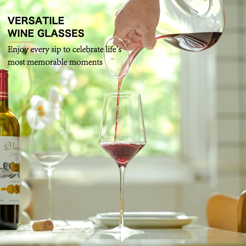 BACLIFE Hand Blown Red Wine Glasses Set of 4 â€“ 15 oz Premium Crystal Wine Glasses With Long Stem â€“ Unique Wedding Gift, Daily Use - Image 4