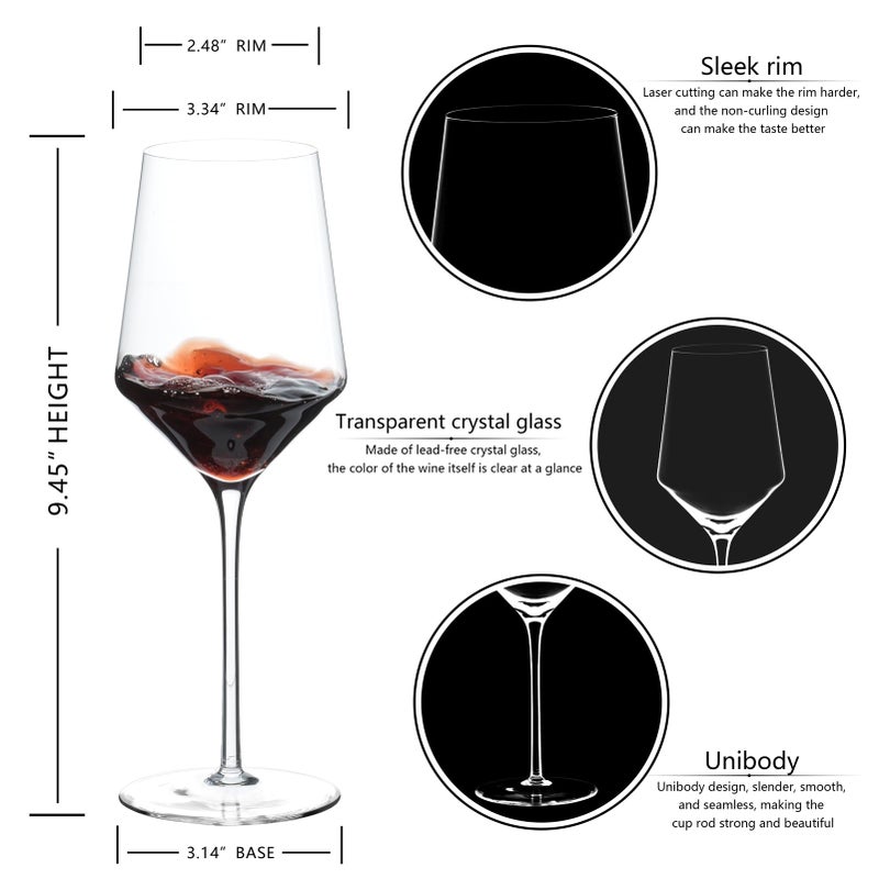 BACLIFE Hand Blown Red Wine Glasses Set of 4 â€“ 15 oz Premium Crystal Wine Glasses With Long Stem â€“ Unique Wedding Gift, Daily Use - Image 3