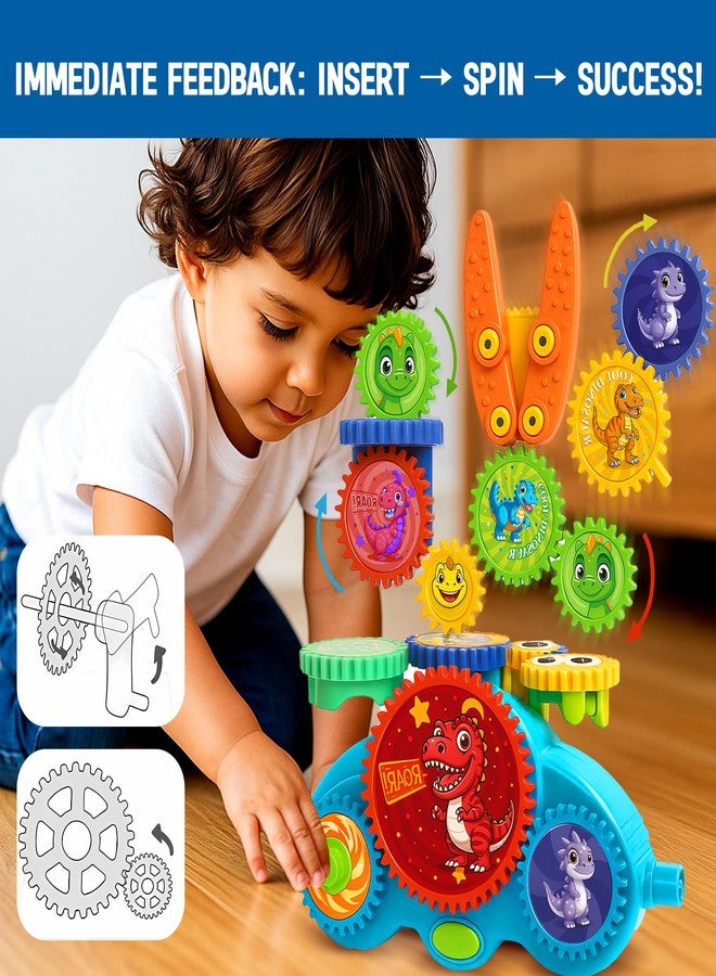 ROHSCE STEM Gear Toys for Toddlers 1-3 | Spinning Building Gears Toy for Kids | Interlocking Building Blocks Educational Gear Puzzle | Motorized Construction Toys for Boys Girls - Image 3