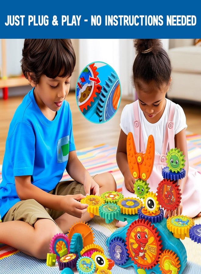 ROHSCE STEM Gear Toys for Toddlers 1-3 | Spinning Building Gears Toy for Kids | Interlocking Building Blocks Educational Gear Puzzle | Motorized Construction Toys for Boys Girls - Image 2