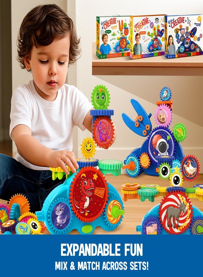 ROHSCE STEM Gear Toys for Toddlers 1-3 | Spinning Building Gears Toy for Kids | Interlocking Building Blocks Educational Gear Puzzle | Motorized Construction Toys for Boys Girls - Image 4