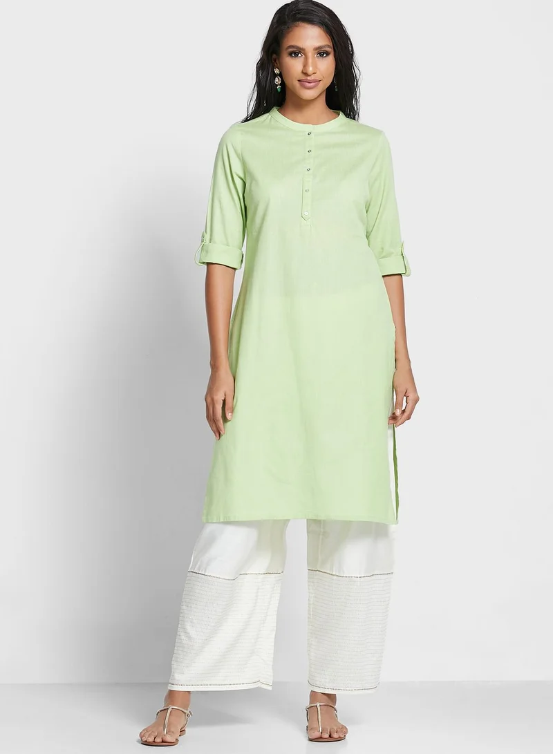 W Button Detail Kurti
