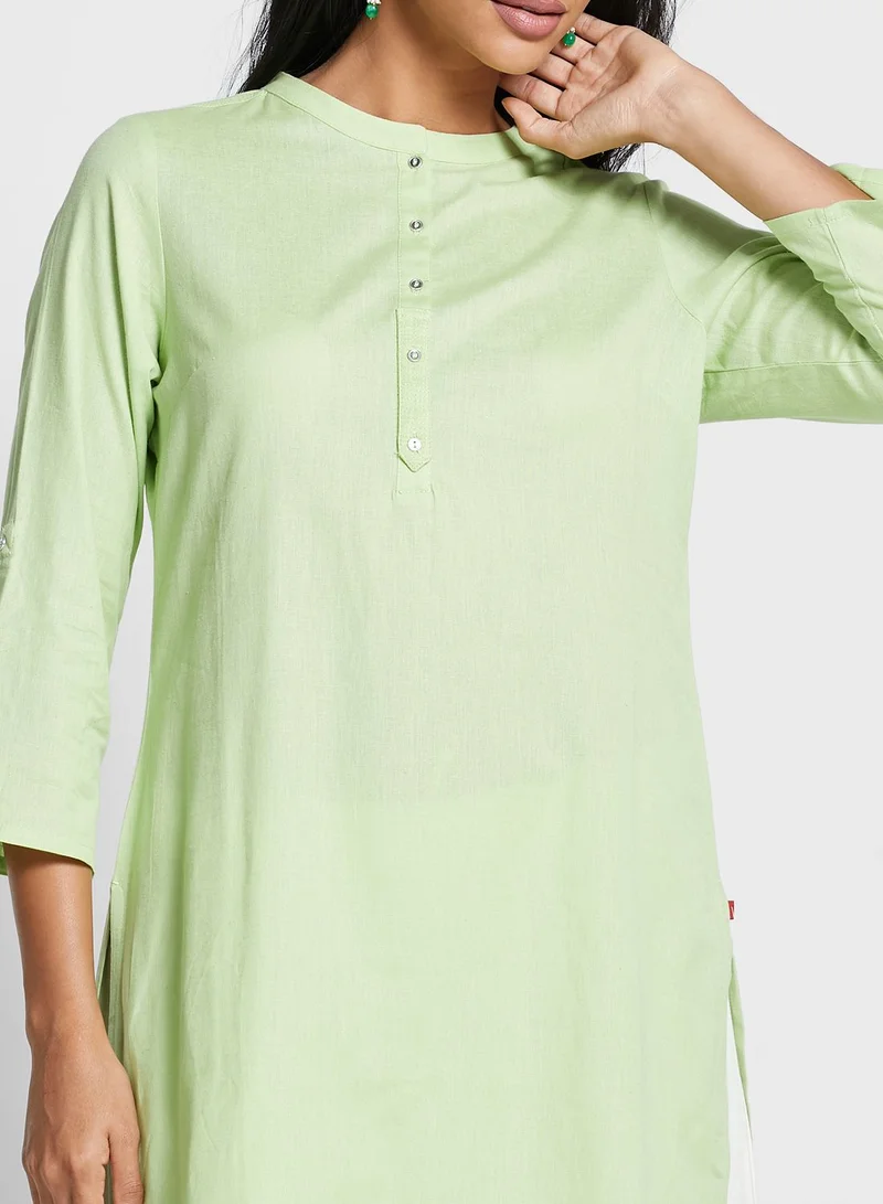 W Button Detail Kurti
