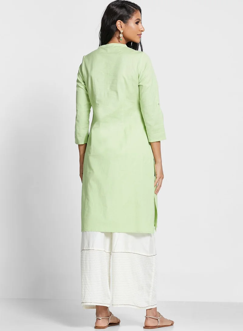 W Button Detail Kurti