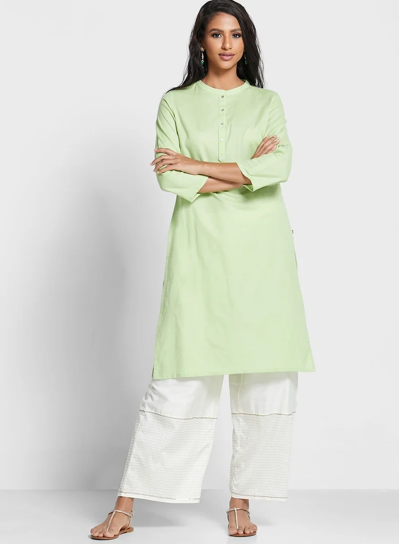 W Button Detail Kurti