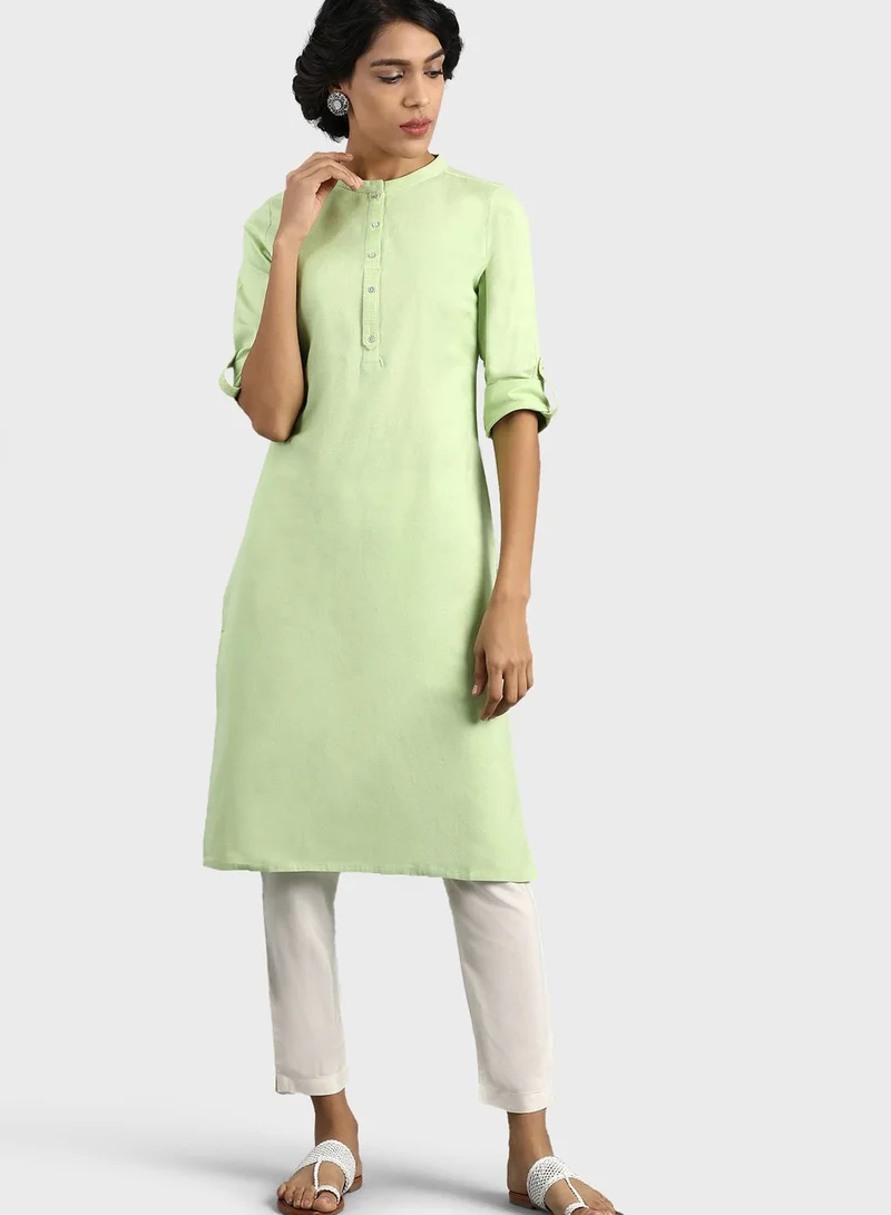 W Button Detail Kurti