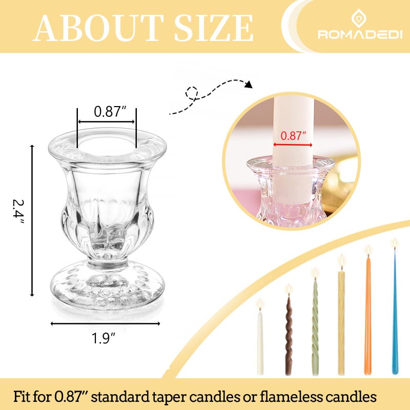 Romadedi 20 Pcs Glass Taper Candle Holders - Romadedi Clear Small Candlestick Holder Bulk, Thicker Glass Candle Sticks Set for Wedding Christmas Party Dining Table Table Centerpiece Decor - Image 5