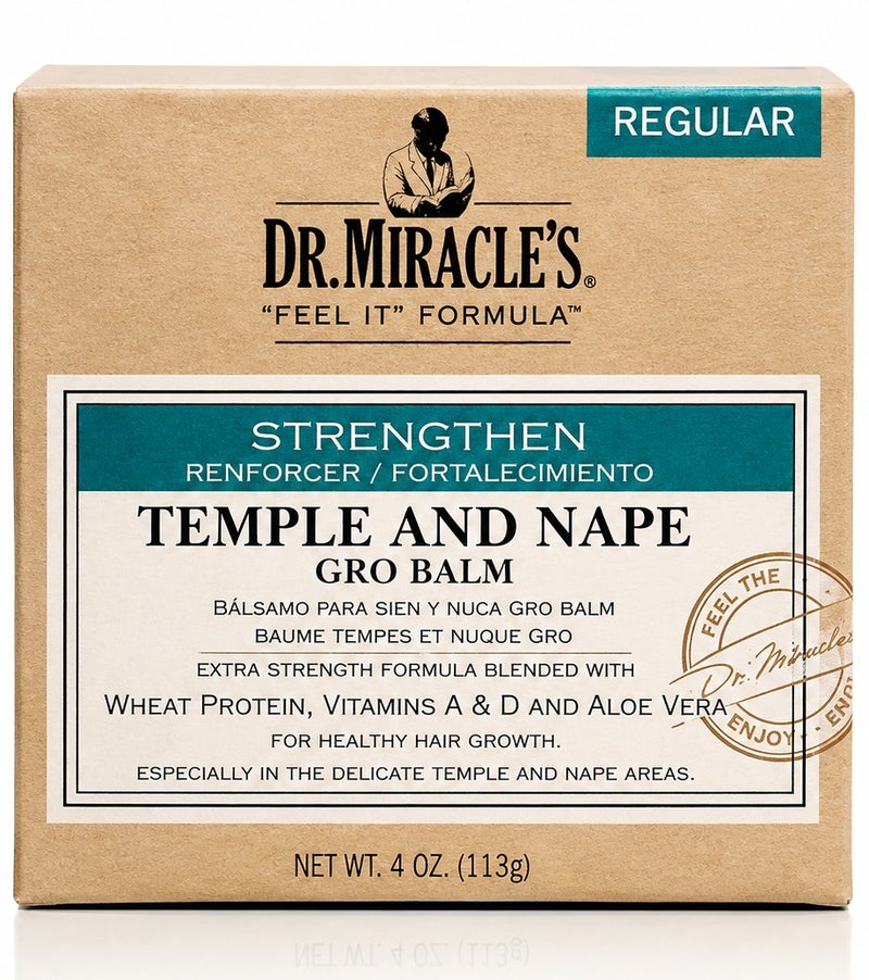 Dr Miracle's Dr. Miracle’s Temple and Nape Gro Balm Regular 113g | Strengthening Hair & Scalp Balm with Wheat Protein, Vitamins A and Aloe Vera - Image 1