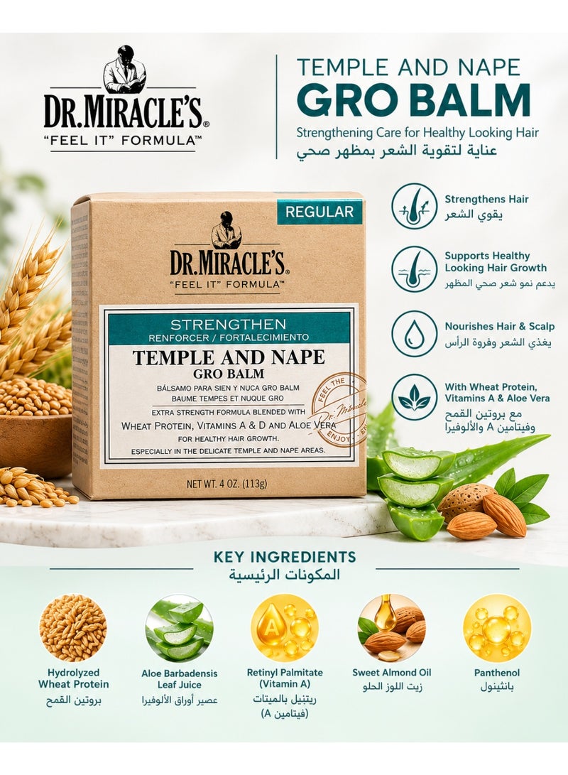 Dr Miracle's Dr. Miracle’s Temple and Nape Gro Balm Regular 113g | Strengthening Hair & Scalp Balm with Wheat Protein, Vitamins A and Aloe Vera - Image 2