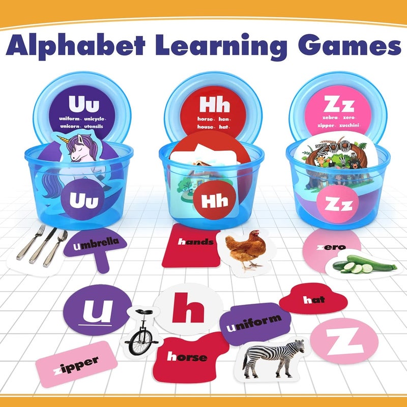 Joyreal 271 PCS Alphabet Learning Toys for Toddlers 3-5, 26 Alphabet Soup Sorters with 245 Flash Cards, Montessori Preschool Classroom Must Haves, Early Letter Sounds Recognition Activities - Image 4