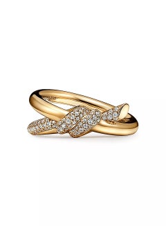 Tiffany & Co. Tiffany Knot Double Row Ring in Yellow Gold with Diamonds  - Image 1