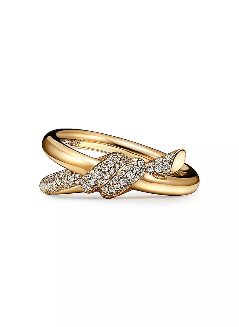 Tiffany & Co. - Tiffany Knot Double Row Ring in Yellow Gold with Diamonds - Image 1