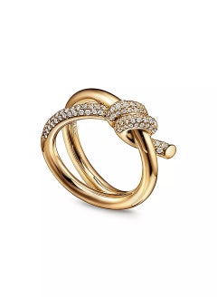 Tiffany & Co. Tiffany Knot Double Row Ring in Yellow Gold with Diamonds  - Image 4