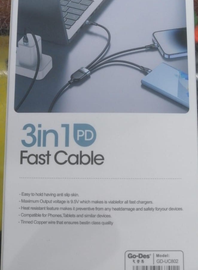 GO-DES 3IN1 USB-C FAST CABLE - Image 2