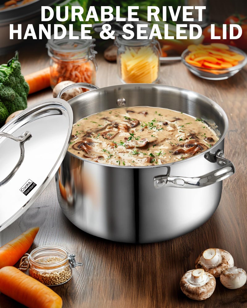 Cooks Standard Multi-Ply Clad Stainless Steel Stock Pot, 6-Quart Pasta Cooking Canning Pot with Lid, Deep Stockpot Induction Cookware - Image 4
