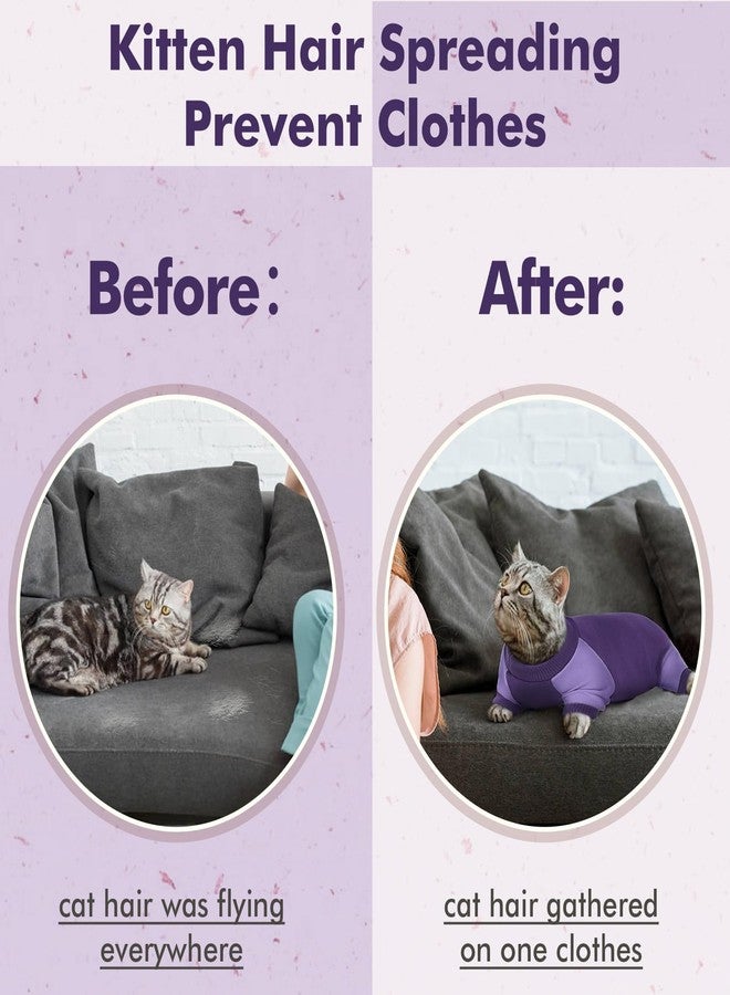 دينتران بدلة تعافي القطط من دينترون - بدلة قطعة واحدة مضادة لتسرب الشعر، بديل للطوق الجراحي للقطط الصغيرة، مناسبة للقطط الإناث والذكور للتعافي بعد الجراحة، ملابس بيجاما للقطط فقط تمنع انتشار الشعر - Image 3