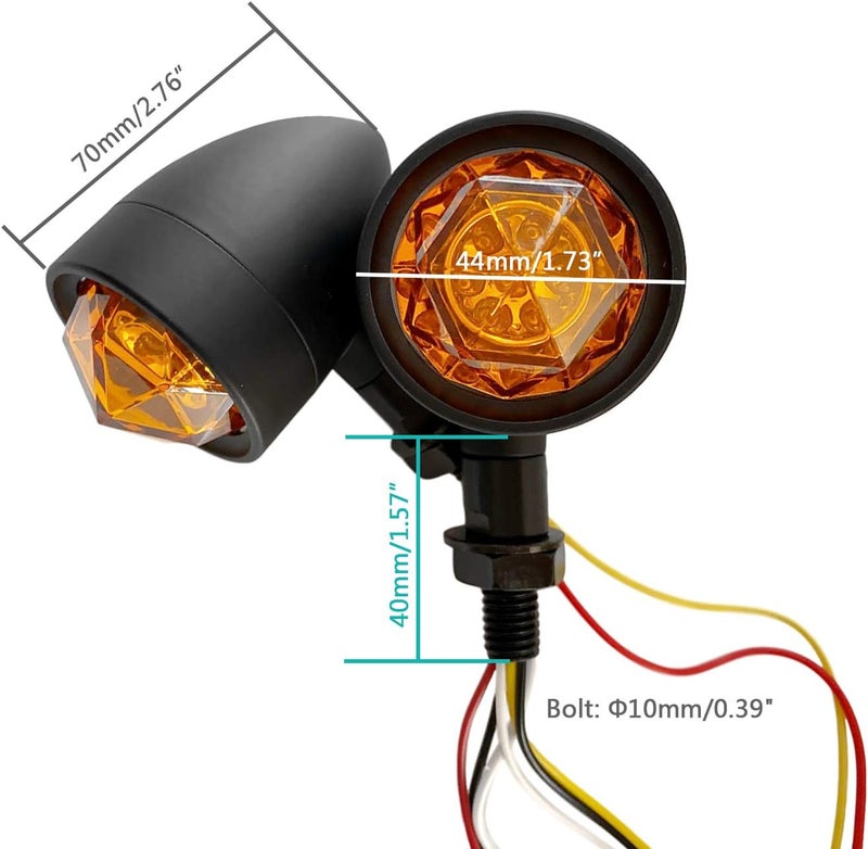 FATECIM 2Pcs Motorcycle LED Turn Signal Lights with Running/Braking Lights - Heavy Duty Black Indicators - Image 5