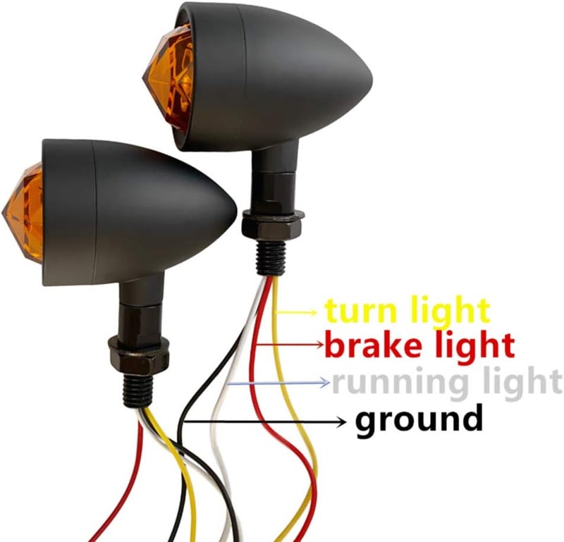 FATECIM 2Pcs Motorcycle LED Turn Signal Lights with Running/Braking Lights - Heavy Duty Black Indicators - Image 3