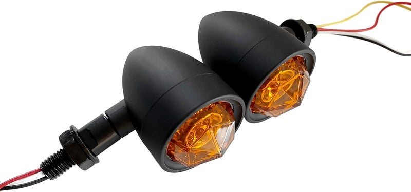 FATECIM 2Pcs Motorcycle LED Turn Signal Lights with Running/Braking Lights - Heavy Duty Black Indicators - Image 4