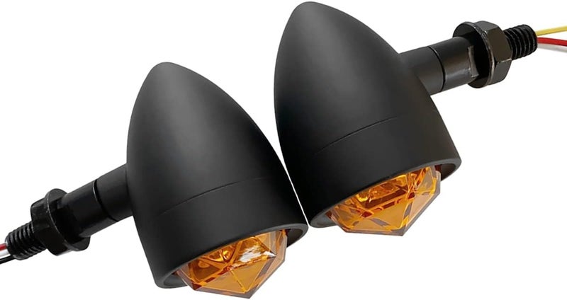 FATECIM 2Pcs Motorcycle LED Turn Signal Lights with Running/Braking Lights - Heavy Duty Black Indicators - Image 1