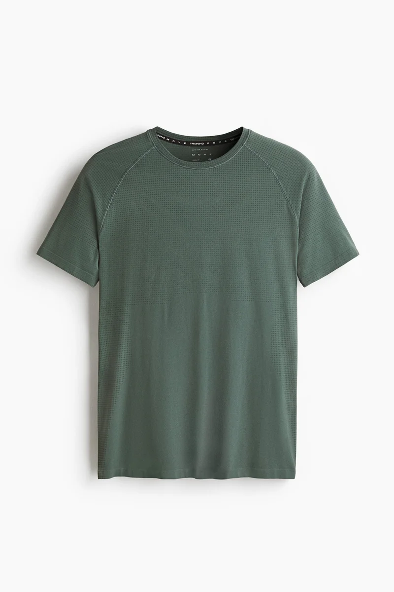 اتش اند ام تي-شيرت رياضي بقصّة ضيقة من نسيج دراي موف