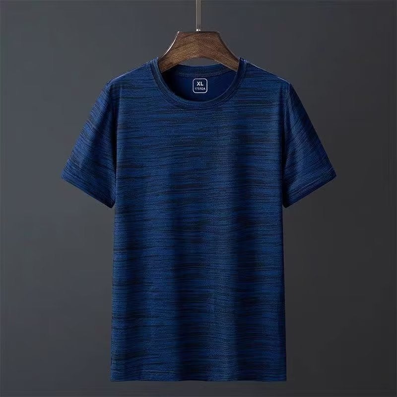 (Ice Silk quick-drying fabric) quick-drying short-sleeved mens T-shirt breathable lightweight T-shirt mens top sports running clothes Dark blue - Image 1