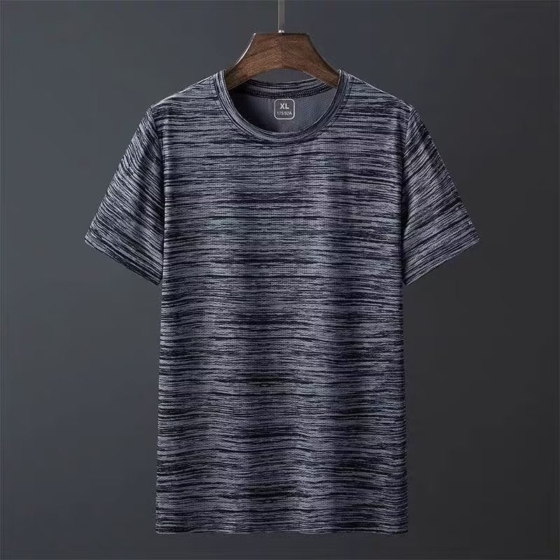 (Ice Silk quick-drying fabric) quick-drying short-sleeved mens T-shirt breathable lightweight T-shirt mens top sports running clothes Dark blue - Image 2